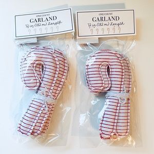 (2) Target Farmhouse Candy Cane Fabric Garland